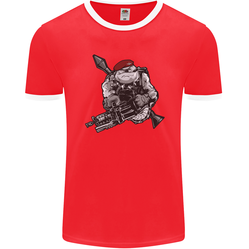 Para Bulldog The Parachute Regiment 1 2 3 4 Mens Ringer T-Shirt FotL Red/White