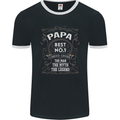 Father's Day No 1 Papa Man Myth Legend Mens Ringer T-Shirt FotL Black/White