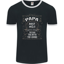 Father's Day No 1 Papa Man Myth Legend Mens Ringer T-Shirt FotL Black/White