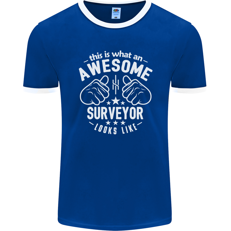 This Is What an Awesome Surveyor Looks Like Mens Ringer T-Shirt FotL Royal Blue/White