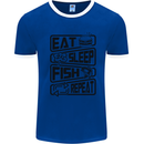 Eat Sleep Fish Repeat Funny Fishing Mens White Ringer T-Shirt Royal Blue/White