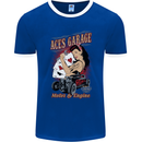 Aces Garage Hotrod Hot Rod Dragster Car Mens Ringer T-Shirt FotL Royal Blue/White