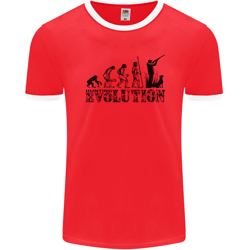 Evolution of a Hunter Funny Hunting Hunt Mens Ringer T-Shirt FotL Red/White