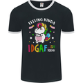 Feeling IDGAF Today Funny Offensive Unicorn Mens Ringer T-Shirt FotL Black/White