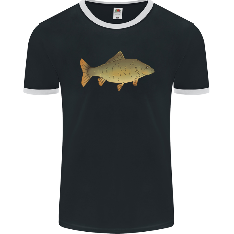 A Carp Fish Fishing Fisherman Mens Ringer T-Shirt FotL Black/White