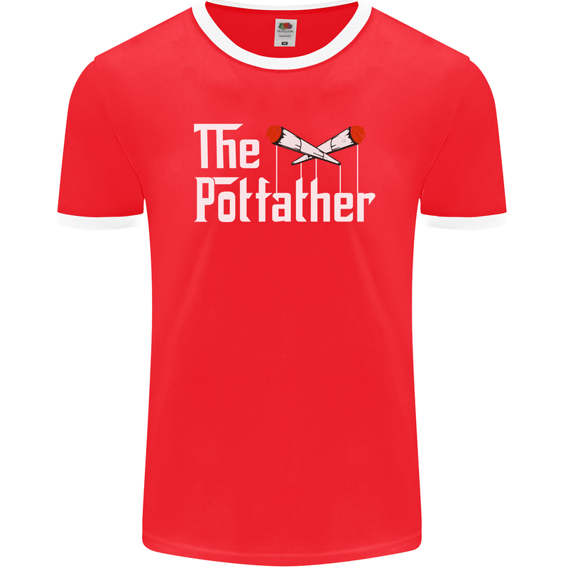 The Pot Father Funny Weed Drugs Cannabis Mens Ringer T-Shirt FotL Red/White