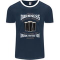 Hello Darkness My Old Friend Funny Guiness Mens Ringer T-Shirt FotL Navy Blue/White