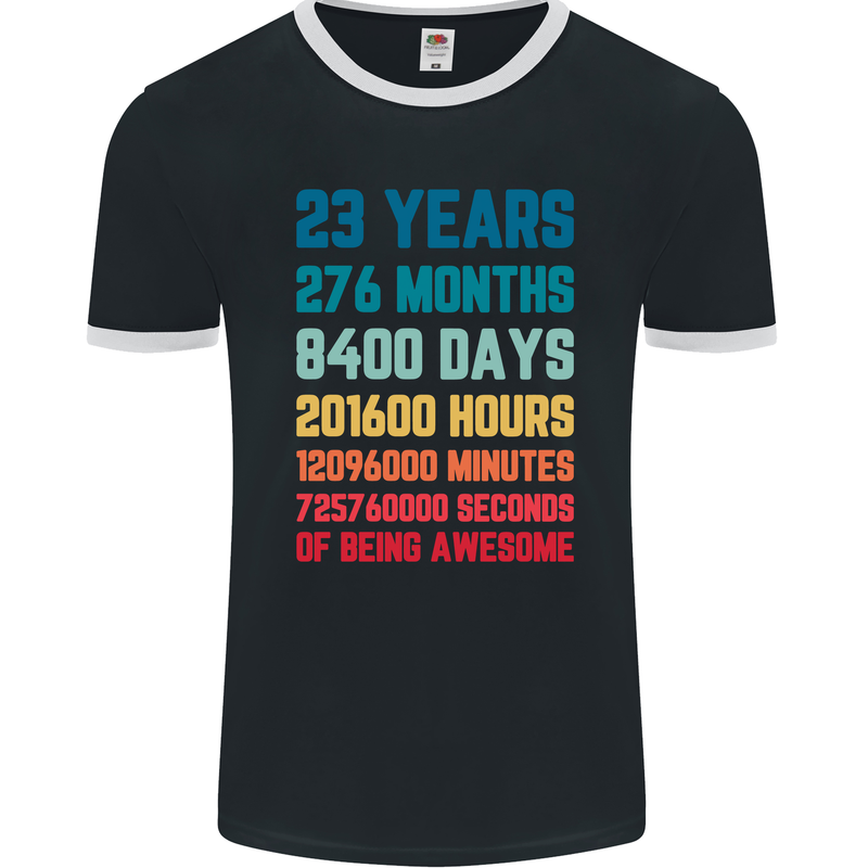 23rd Birthday 23 Year Old Mens Ringer T-Shirt FotL Black/White