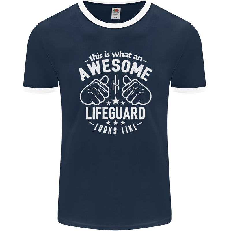 An Awesome Lifeguard Looks Like Mens Ringer T-Shirt FotL Navy Blue/White