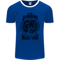 Muay Thai Fighter Warrior MMA Martial Arts Mens Ringer T-Shirt FotL Royal Blue/White