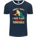 Plans With My Turntable DJ DJing Mens Ringer T-Shirt FotL Navy Blue/White