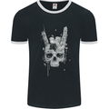 Rock n Roll Music Salute Skull Biker Gothic Mens Ringer T-Shirt FotL Black/White