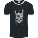 Rock n Roll Music Salute Skull Biker Gothic Mens Ringer T-Shirt FotL Black/White