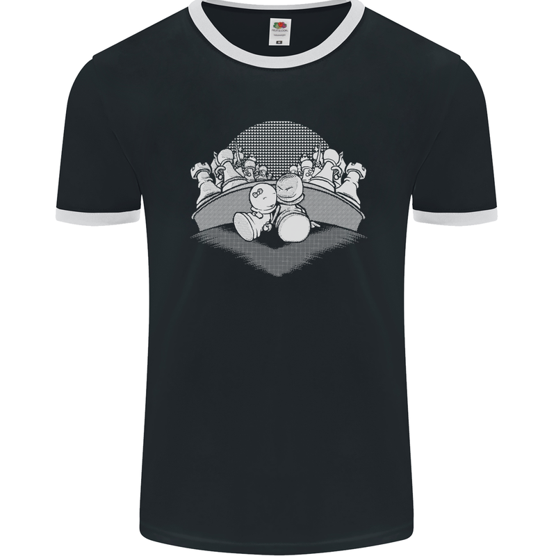 Chess Pieces Player Playing Mens Ringer T-Shirt FotL Black/White