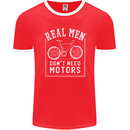 Cycling Real Men Don't Need Motors Bike Mens Ringer T-Shirt FotL Red/White