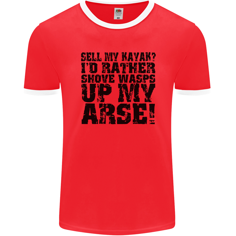 Sell My Kayak? Funny Kayaking Mens Ringer T-Shirt FotL Red/White