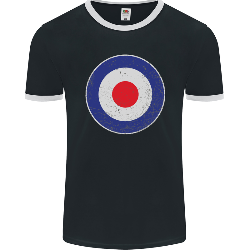 MOD Logo Scooter Biker RAF Royal Air Force Mens Ringer T-Shirt FotL Black/White