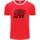 Bear Tree Animal Ecology Mens Ringer T-Shirt FotL Red/White
