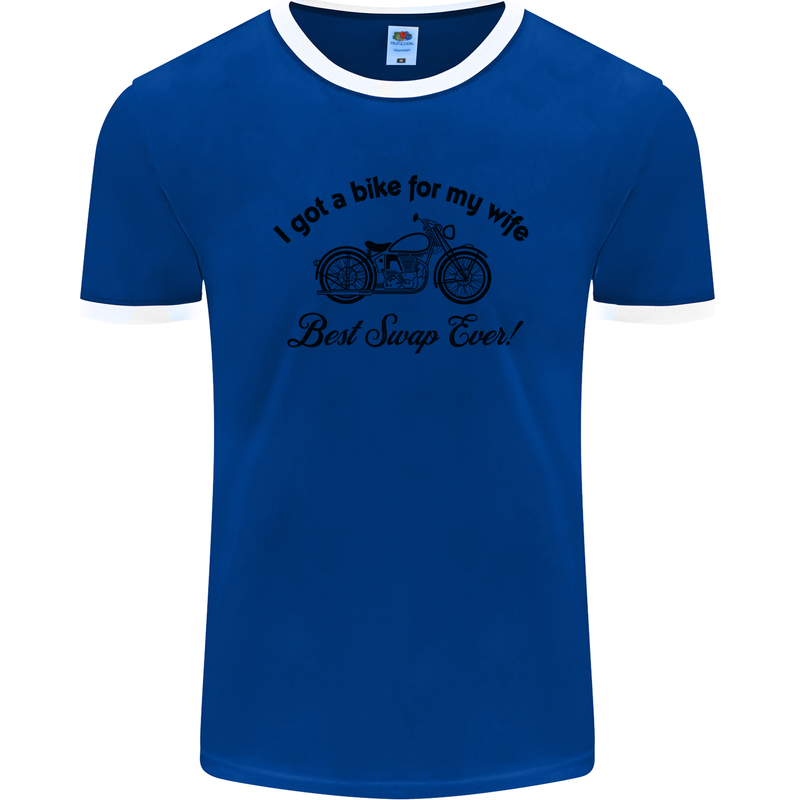 Wife Funny Motorbike Biker Motorcycle Mens Ringer T-Shirt FotL Royal Blue/White