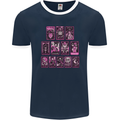 Tarot Cards Fortune Teller Skulls Mens Ringer T-Shirt FotL Navy Blue/White