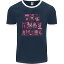 Tarot Cards Fortune Teller Skulls Mens Ringer T-Shirt FotL Navy Blue/White