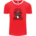 Skeleton Drummer Be Crazy Drumming Drum Mens Ringer T-Shirt FotL Red/White