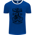 Live to Ride Motorbike Motorcycle Biker Mens Ringer T-Shirt FotL Royal Blue/White