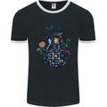 Peace Grenade Anti-War Pacifist World Hippy Mens Ringer T-Shirt FotL Black/White