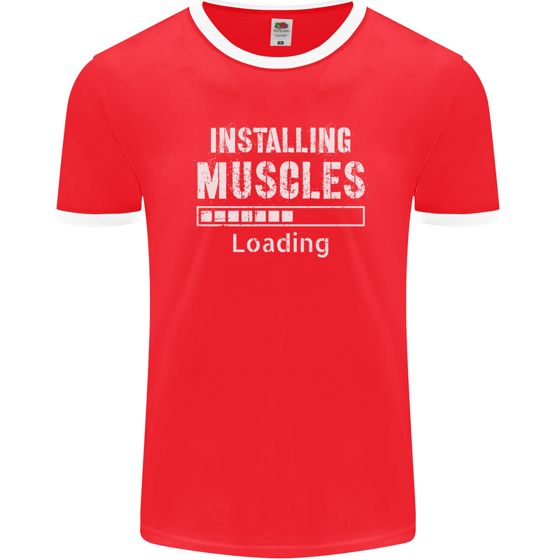 Installing Muscles Loading Gym Training Top Mens Ringer T-Shirt FotL Red/White