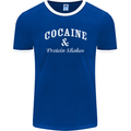 Cocaine and Protein Shakes Gym Drugs Funny Mens Ringer T-Shirt FotL Royal Blue/White