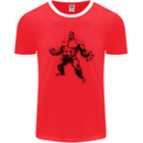 Muscle Man Gym Training Top Bodybuilding Mens Ringer T-Shirt FotL Red/White