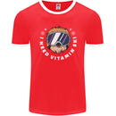 Vitamin Ski Funny Skiing Sloth Winter Sport Mens Ringer T-Shirt FotL Red/White
