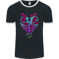 A Gothic Heart With Roses Skull Mens Ringer T-Shirt FotL Black/White