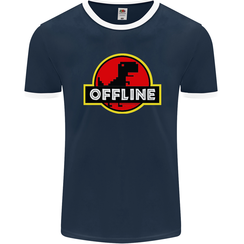 Offline Funny Gamer Gaming Mens Ringer T-Shirt FotL Navy Blue/White