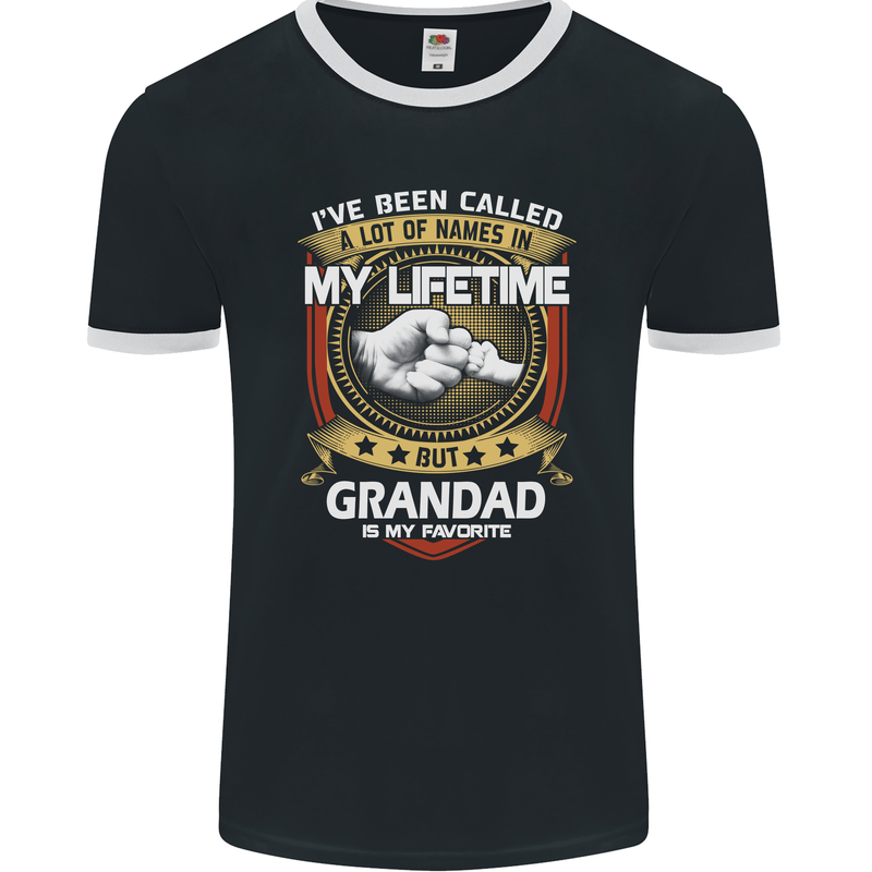 Grandad Is My Favourite Funny Fathers Day Mens Ringer T-Shirt FotL Black/White