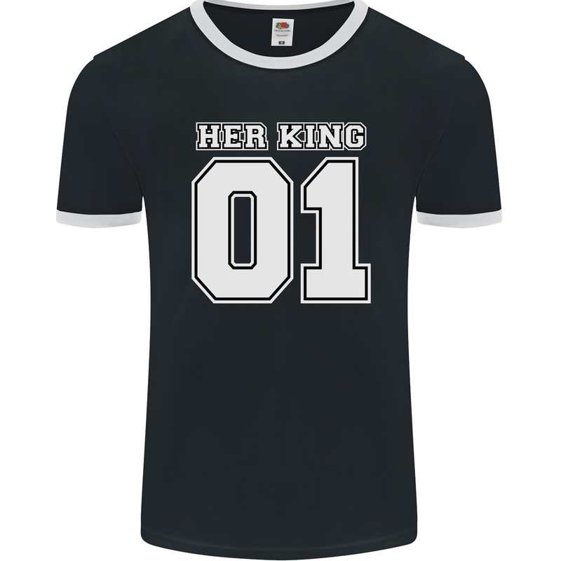 Her King Funny Wedding Anniversary Mens Ringer T-Shirt FotL Black/White