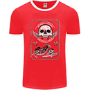Motorcycle Road Race Biker Motorbike Skull Mens Ringer T-Shirt FotL Red/White
