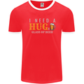 I Need a Huge Glass of Beer Funny Alcohol Mens Ringer T-Shirt FotL Red/White