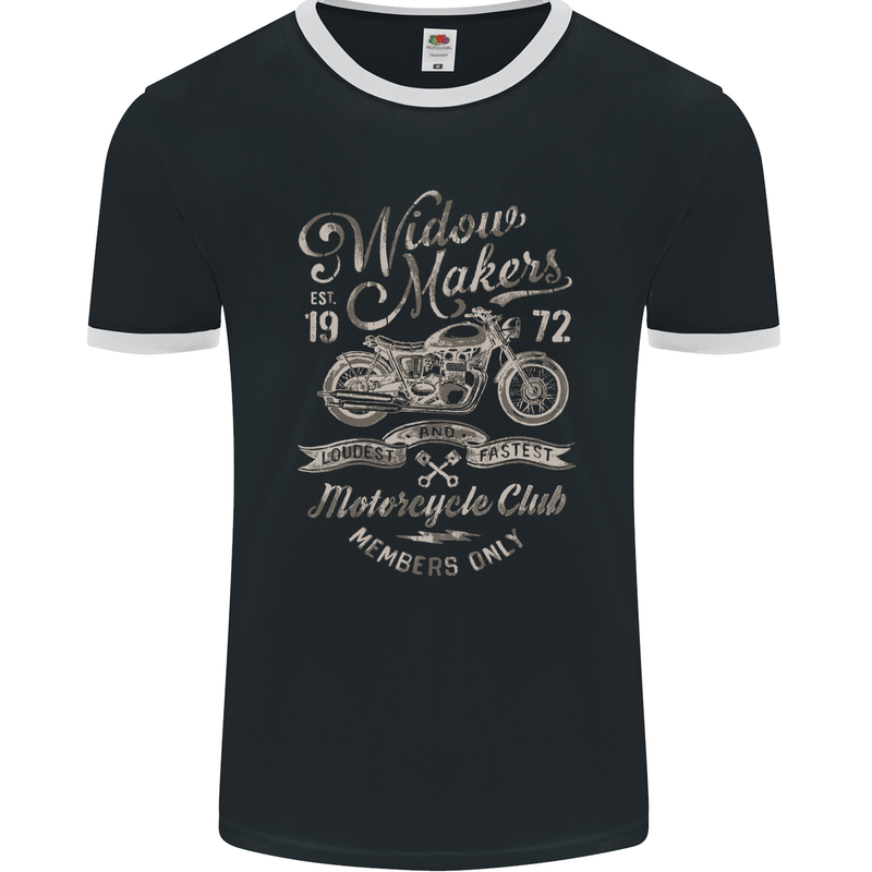 Widowmakers Motorcycle Motorbike Biker Mens Ringer T-Shirt FotL Black/White