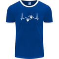 Lizard ECG Gekko Pulse Iguana Gecko Mens Ringer T-Shirt FotL Royal Blue/White