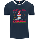 Just a Girl Who Loves Christmas Funny Mens Ringer T-Shirt FotL Navy Blue/White
