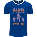 Dad With Two Daughters Funny Fathers Day Mens Ringer T-Shirt FotL Royal Blue/White