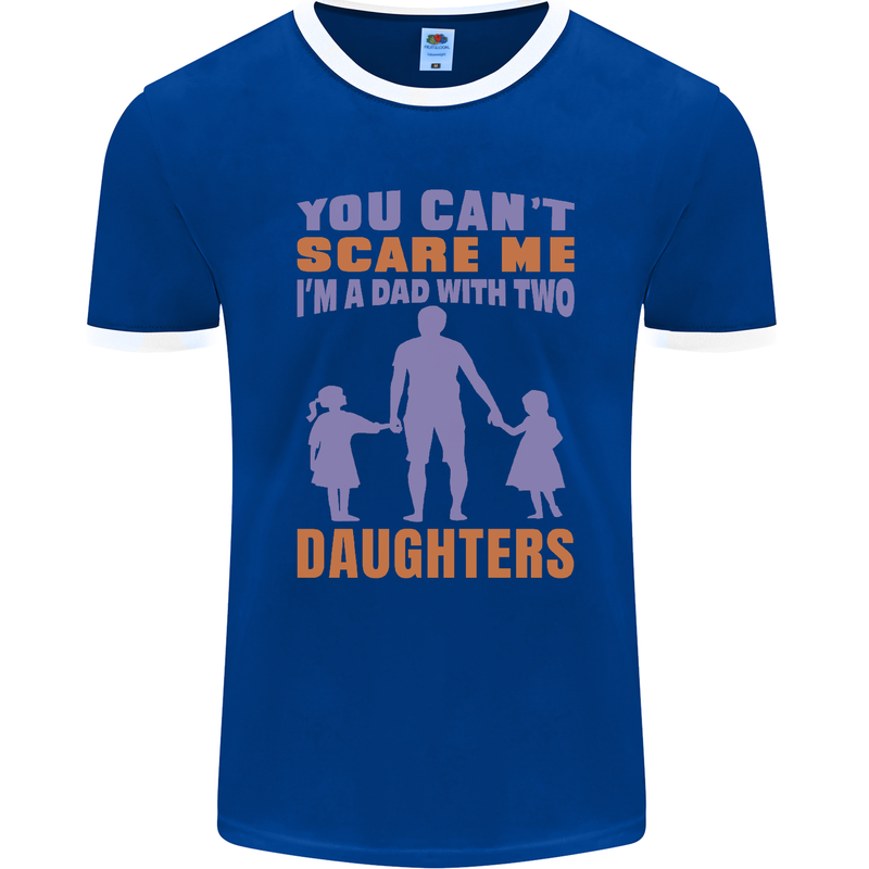 Dad With Two Daughters Funny Fathers Day Mens Ringer T-Shirt FotL Royal Blue/White