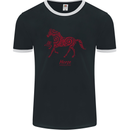 Chinese Zodiac Shengxiao Year of the Horse Mens Ringer T-Shirt FotL Black/White