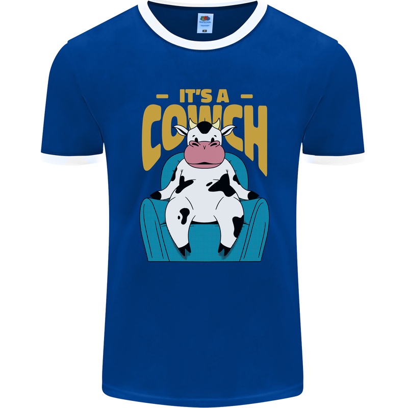 Its a Cowch Funny Cow Mens Ringer T-Shirt FotL Royal Blue/White
