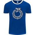 Dragon Symbol Fantasy Chinese Japanese Mens Ringer T-Shirt FotL Royal Blue/White