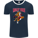 Muay Thai Tiger MMA Mixed Martial Arts Mens Ringer T-Shirt FotL Navy Blue/White