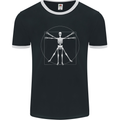 Vitruvian Skeleton Halloween Skull Funny Mens Ringer T-Shirt FotL Black/White