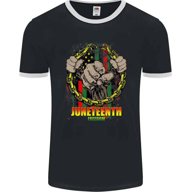 Juneteenth Black Lives Matter History Mens Ringer T-Shirt FotL Black/White