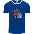 Eat Sleep Ride Motocross Dirt Bike MotoX Mens Ringer T-Shirt FotL Royal Blue/White